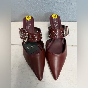 Nicole Miller Women's Burgundy Pointed Toe Mules Size 9 NWT